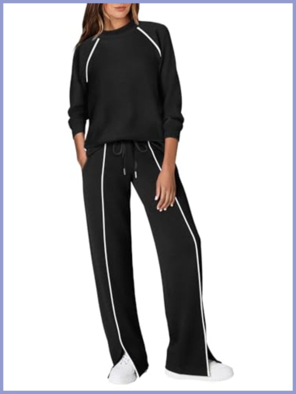 2 Piece Workout Set Mock Neck Long Sleeve Top Pockets Active Travel